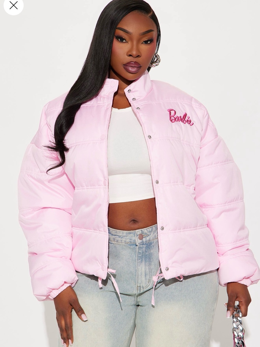 Barbie Pastel Pink Quilted Puffer Jacket